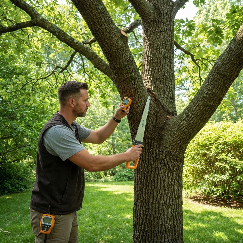 ISA certified arborist performing tree health assessment in Lake Forest, CA