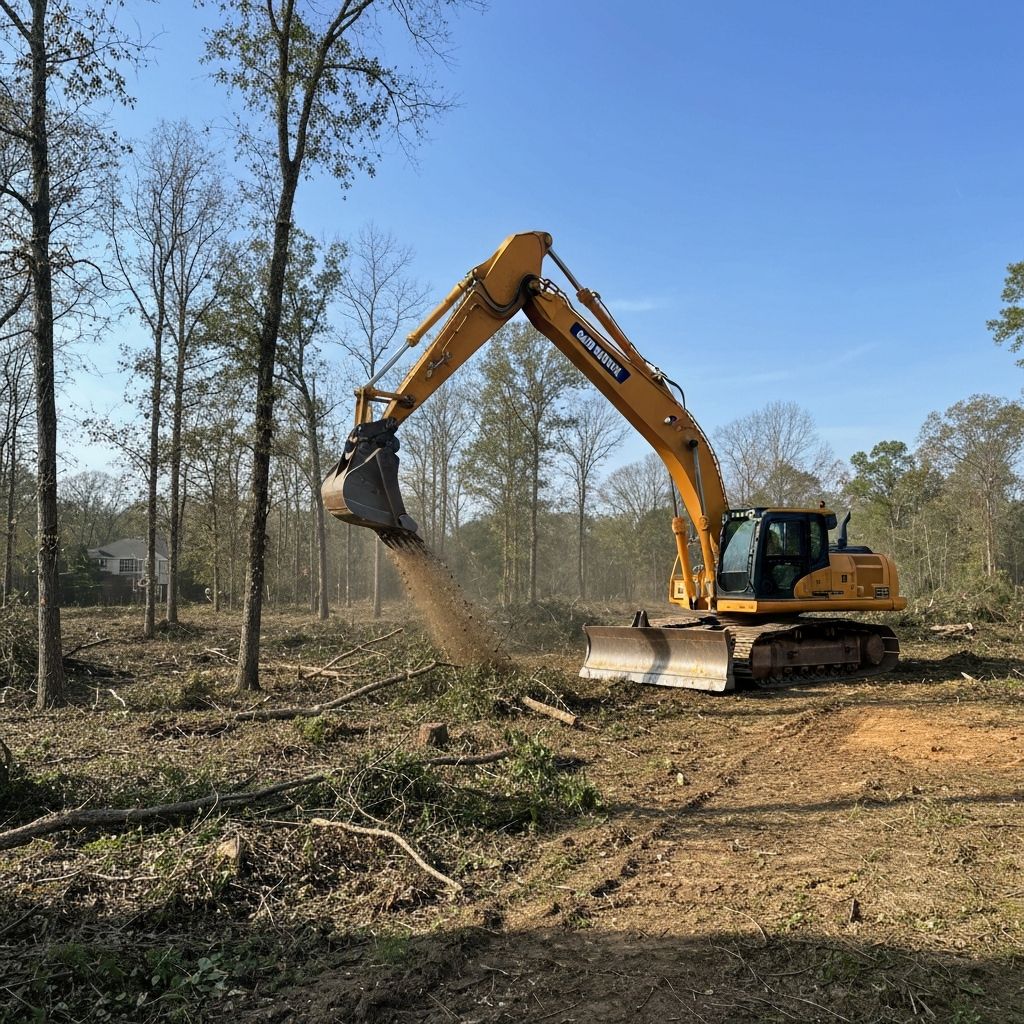 Professional land clearing equipment preparing construction site in Lake Forest, CA